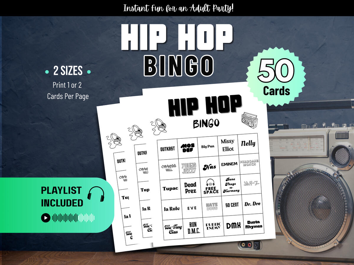 Hip Hop Music Bingo Ottermade Printable Games