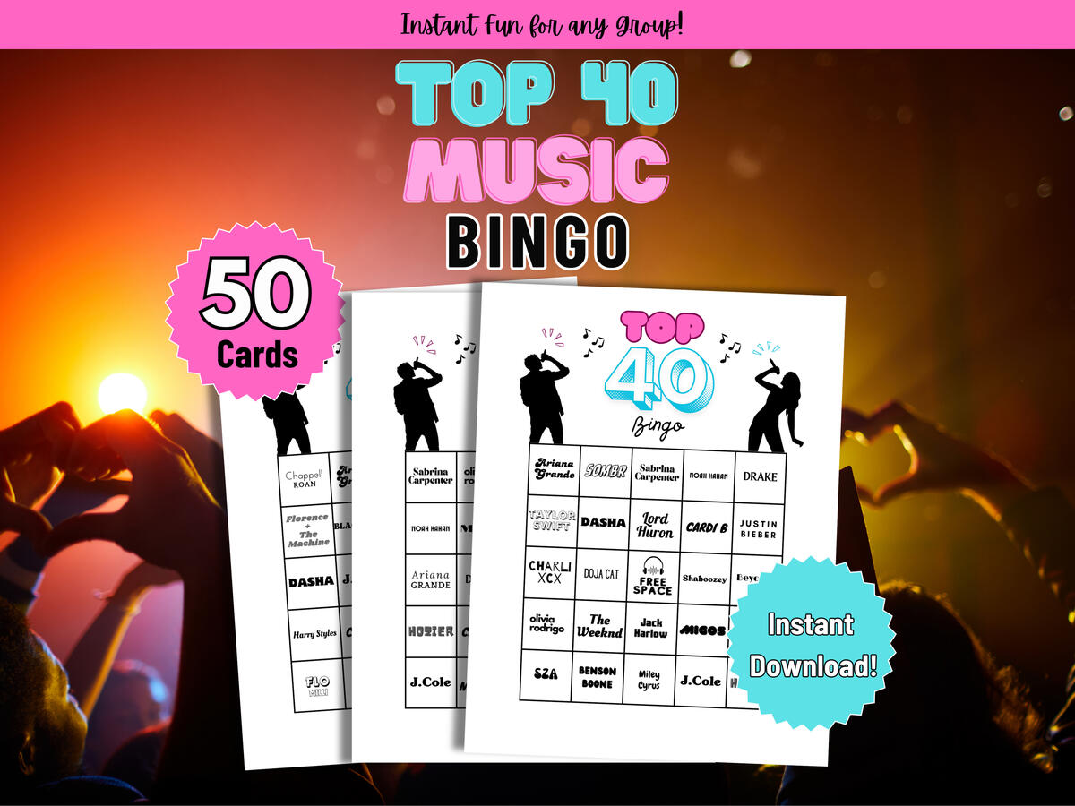 Top 40 Music Bingo Ottermade Printable Games